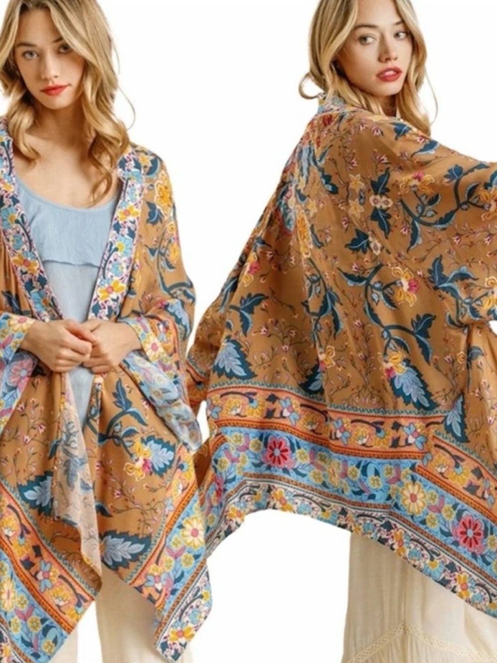Umgee almond floral  Kimono  Never worn